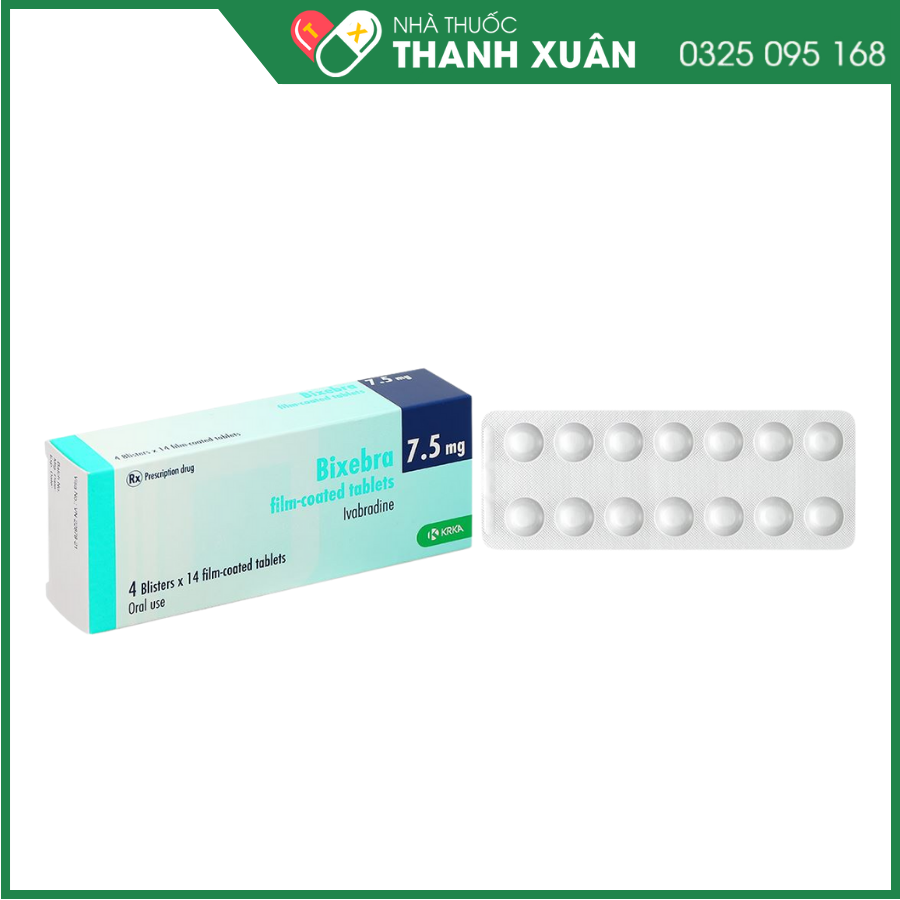 Bixebra 7.5 mg điều trị triệu chứng đau thắt ngực ổn định mạn tính, suy tim mạn tính